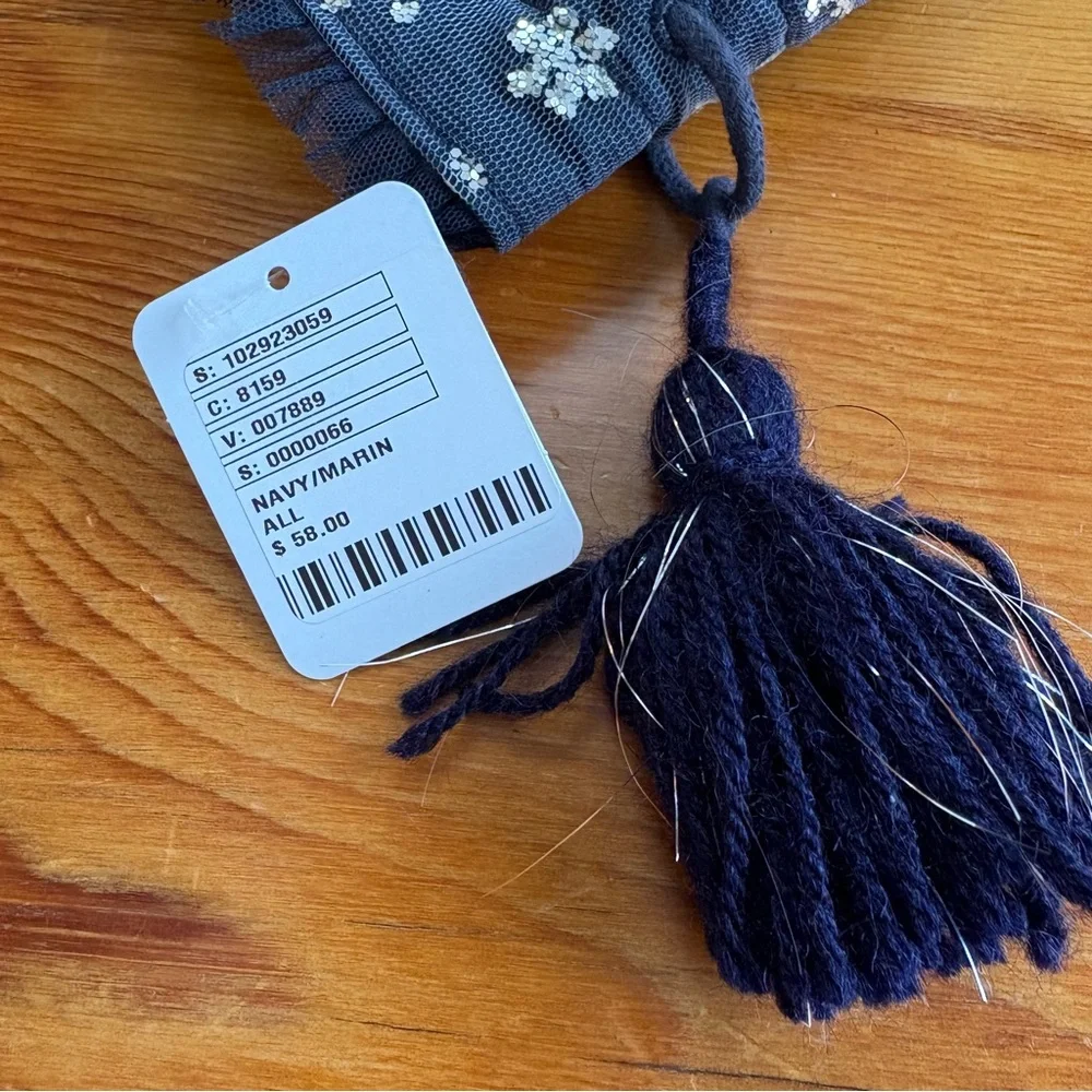 Free People New NWT Seasons Sparkle Gift Sack blue Silver snowflake gift bag